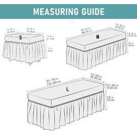 DKSLIPGO - Funda elástica para banco de comedor, suave funda de banco de seersucker con falda, elastano, extraíble y lavable, fundas de banco de comedor para banquetes y recámara (negro, grande)