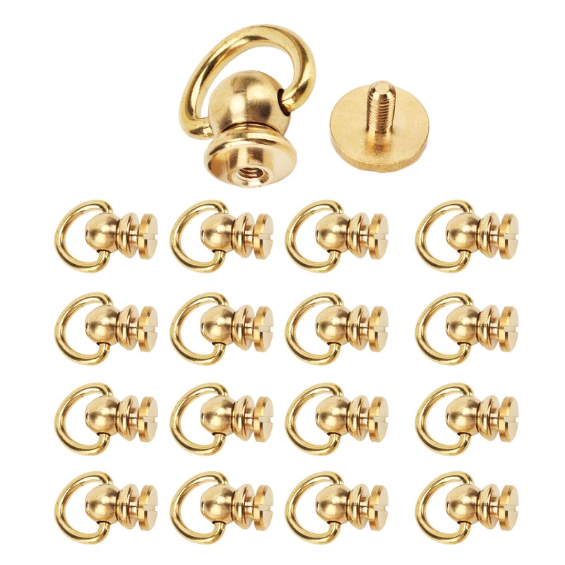 12 Sets D Ring Stud Screw Gold Brass Metal Plating