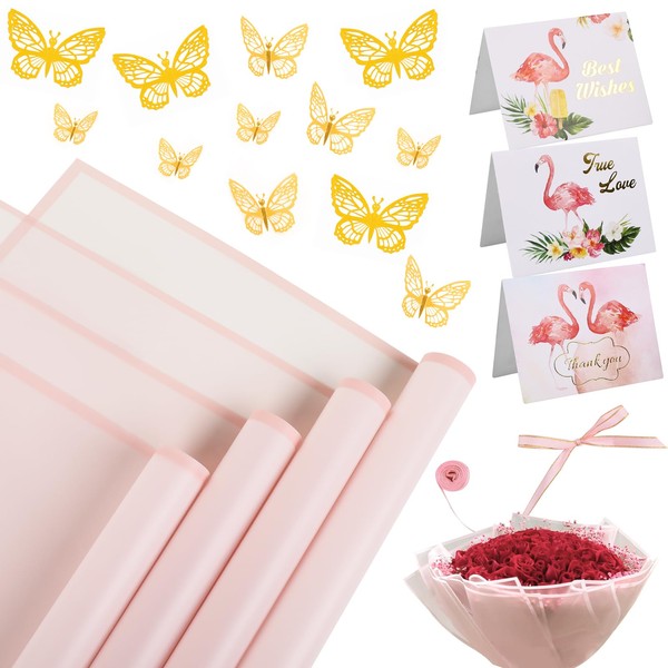 SACATR 20 Sheets Flower Wrapping Paper - Waterproof Floral Bouquet
