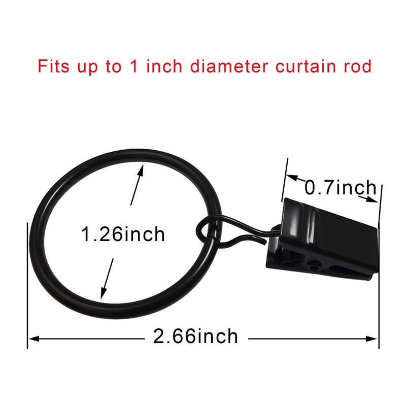 AMZSEVEN 90 Pack Curtain Rings with Clips, Drapery Clips with