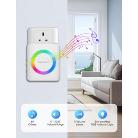 TECKNET Wireless Doorbell 3 Receivers, Door Chime Kit with RGB Light, 400M/1300ft Wireless Range, IP65 Waterproof Door bell, 60 Chimes & 5 Level Volume Plug in Receiver for Home, School, Office, White