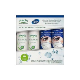 Simple Micellar Water Cleansing Kit (13.4 Fl Micllar Water & 150 Q-tips Rounds)