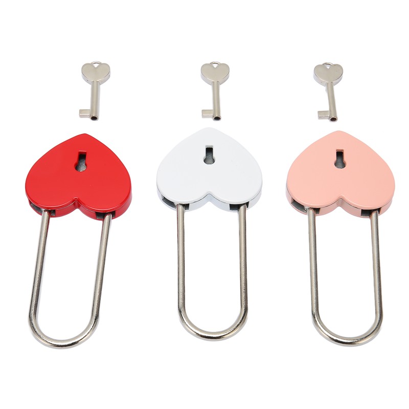 3pcs Heart Shaped Padlock with 3 Keys Rustproof Zinc Alloy