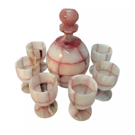 Unbranded Unique Natural Multi-Color Onyx Decorative Decanter & Glasses 8 Pieces Set -