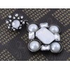 Alilang Antique Silver Tone Faux Pearls Geometric Clear Rhinestones Dangle