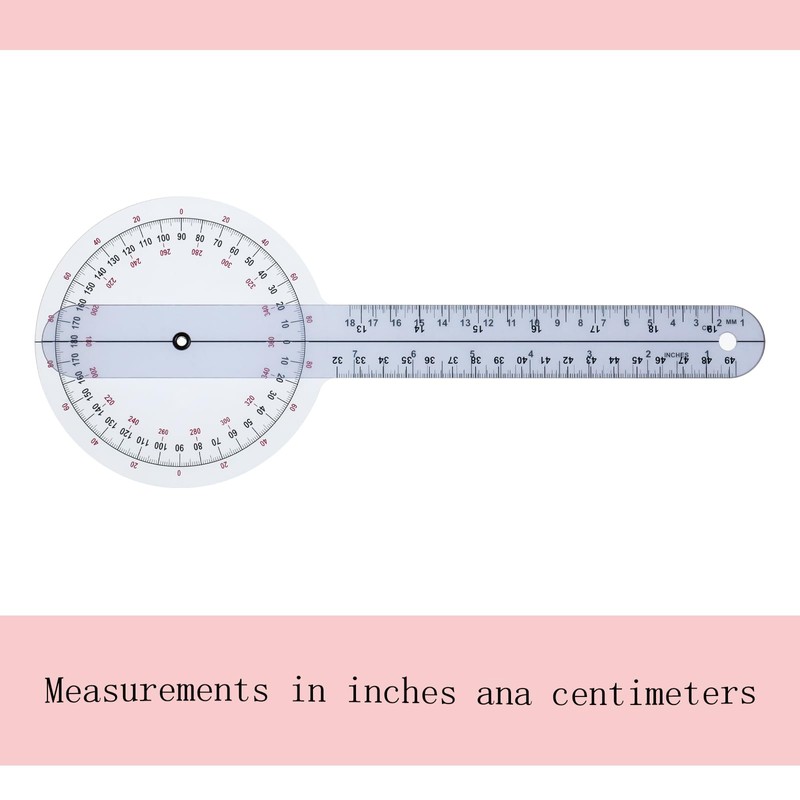 Goniometer 12 inch 360° Clear Protractor Physical Therapy, for Medical