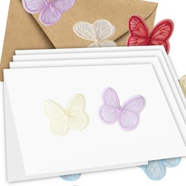 Bear and Bee Set of 10 Blank Greeting Cards - Includes 20 Silk Butterflies - A6 with Kraft Envelopes