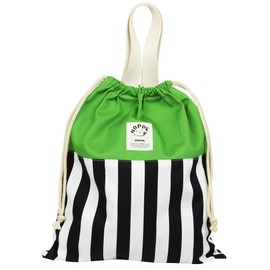 Hoppe Black Stripe Drawstring with Handle, Made in Japan, Handmade, Kindergarten, Preparation, School Entrance Goods, School Commuting to School, Gymnastics Clothes, Change of Clothes, Shoe Case,