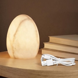 AUGE LIGHT Marble Touch Lamp, Cordless Rechargeable LED Night Light, 3-Level Dimmable Warm Ambient Light for Bedroom, Nightstand, Living Room & Home Decor (Dinosaur Egg Shape)