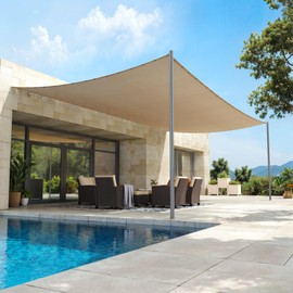 VICLLAX 90% Sun Shade Sail with Reinforced Grommets & D-Ring Eyelets, Shade Fabric for Outdoor Patio Garden Pergola Cover Canopy 5x6 FT, Wheat