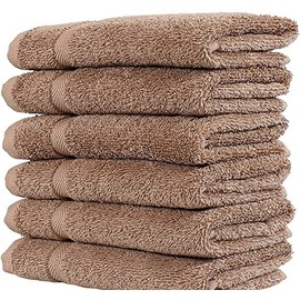 Latte Color 6-Piece Cotton Bath Towels 13 in. W X 13 in, L Size, Super Soft, Warm, Cozy Feel Machine Washable Machine Washable Quick Dry | All Season Pretty Brown Shade Extra Absorbent Highly Durable