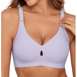 Xcutting Comfort Bras for Women No Underwire Full Coverage – Wireless Seamless Design for All-Day Wear with Extender (Purple,Large)