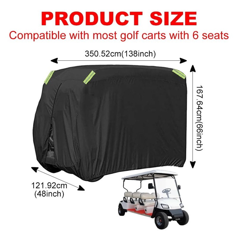 XIMINZ Golf Cart Cover 6 Passenger 210D Oxford Cloth Waterproof,