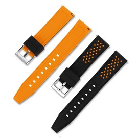 Narako Quick Release Silicone Watch Bands Divers Model Replacement Rubber Watch Strap 20mm 22mm 24mm 26mm Waterproof dot Bicolor Silver Buckle for Men and Women Sport (24mm, Orange)