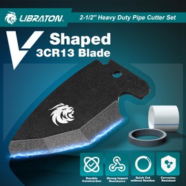 Libraton PVC Pipe Cutter, Cuts up to 2-1/2", Ratchet Pipe Cutter Heavy-Duty with Replacement Blade, PEX, PVC, PPR Plastic Cutter, Hoses and Plumbing Pipes, Deburring Tool