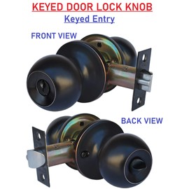 CONSTRUCTOR Chronos Entry Door Knob, Universal Keyed Lock Handle Set (Oil Rubbed Bronze)