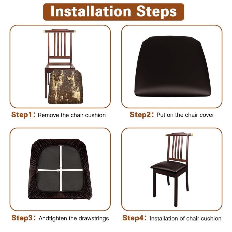 WUSOUPU Leather Seat Covers for Dining Chairs Waterproof Chair Seat