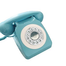 Teléfono retro, teléfonos fijos clásicos de moda antigua para el hogar/la oficina, teléfono rotativo azul francés antiguo con cable, regalo para decoración de arte