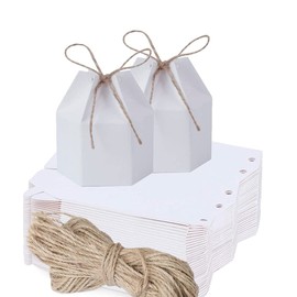 DFGF Pack of 30 DIY Party Gift Boxes, Candy Small Gift Box, Paper Candy Boxes, Craft Paper, Hexagonal Wedding Candy Box for Wedding, Birthday Part, Anniversary (White)