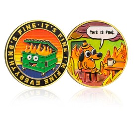 CHURYUML Dumpster Fire Coin Hilarious Everything is Fine Novelty Medallion Motivational Funny Office Gifts Staff Appreciation Gifts Going Away Gift for Coworker Colleagues Unique Office Decor