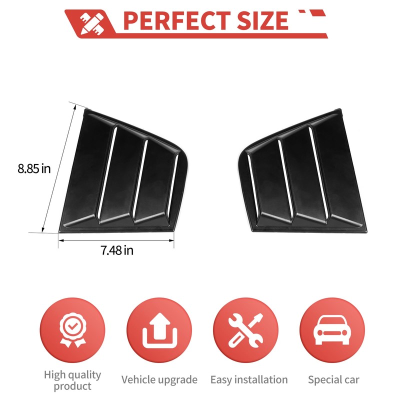 amayum Side Window Louvers Cover Shades fit for Dodge Charger