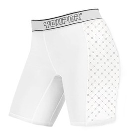 Youper Elite Compression Softball Sliding Shorts, Women Sizes, White, XX-Large