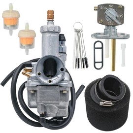 JDLLONG Bayou 220 Carburetor Fit for Kawasaki Bayou 220 KLF220 1988-1998 for Bayou 250 KLF250 Carb Kit 2003-2011 with Air Filter and Fuel Petcock Switch
