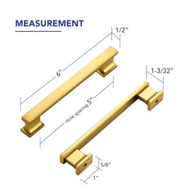 20 Pack Brushed Brass Cabinet Pulls 6 Inch Kitchen Handles for Cabinets with 5 Inch Hole Center Solid Kitchen Cabinet Handles Heavy Duty Cabinet Pulls Kitchen Cabinet Hardware for Cabinet Cupboard