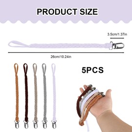 5Pcs Dummy Clips, Dummy Pacifier Chain for Boys and Girls 100% Handmade BPA Free Cotton Dummies Clips for Teether Toy or Soothie, Fits All Pacifiers Baby Teething Toys (Different Colors)