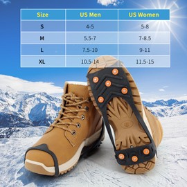 Xproutdoor Crampons Ice Cleats Snow Grips, Anti-Slip Traction Lightweight Portable for Walking on Snow & Ice, for Shoes/Boots