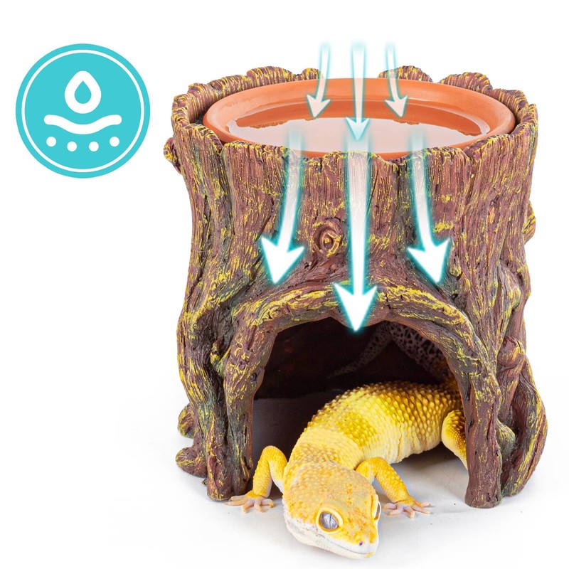 REPTIZOO Reptile Hide Cave Resin Moisture Keeping Reptile Cave with