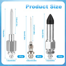 7Pcs Grease Gun Needle Set, 5Pcs Grease Needle Nozzle, 1 Bearing Grease Injector Needle Adapter, 1 Rubber Nipple Adapter, Detachable Grease Gun Needle Nozzles, Grease Gun Tip Dispenser Fitting Tool