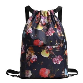 QUINTRA Collapsible Travel Fitness Sports Organizer Bag Drawstring Bag for Men Women Lightweight Drawstring Shoulder Bag Large Capacity, black, standard size, Duffel Backpacks