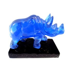 Betterdecor Feng Shui Blue Double Horns Rhinocero Home Office Anti Burglary Statue Figurine