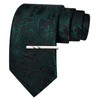 Barry.Wang Black green Tie for Men Silk Woven Paisley Necktie