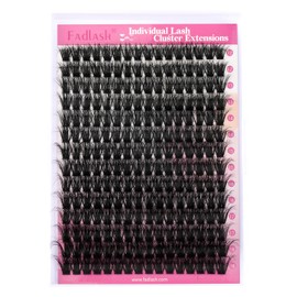 FADLASH Lash Clusters Thick Lash Extension Clusters 100D Individual Lashes 12-18mm Cluster Lashes D Curl Large Tray Eyelash Clusters 3D Effect Reusable (100D-07D-12-18mm)
