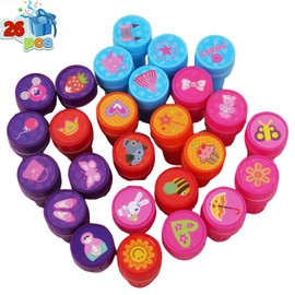 SensaBliss Cute Stamps, Set of 26, Festivals, Summer Festivals, Children, Prizes, Cute, Toys, Mini Stamps, Girls, Stationery, Toys, Ink Included, Round Toy, Birthday, Festival, Reward, Present