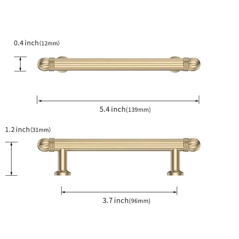 Asidrama 10 Pack 3.75 Inch(96mm) Brushed Gold Cabinet Pulls Cabinet