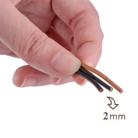 SOSMAR 3 Rolls 5M X 2MM Cowhide Round Leather Cords Rope String for Bracelet Necklace Jewelry Making Lanyards DIY Crafts, Black, Dark Brown, Natural Brown Top Grain Leather Cord