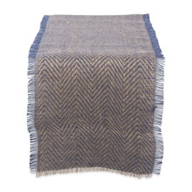 DII Jute Burlap Table Runner, Chevron Blue, 14 x 72