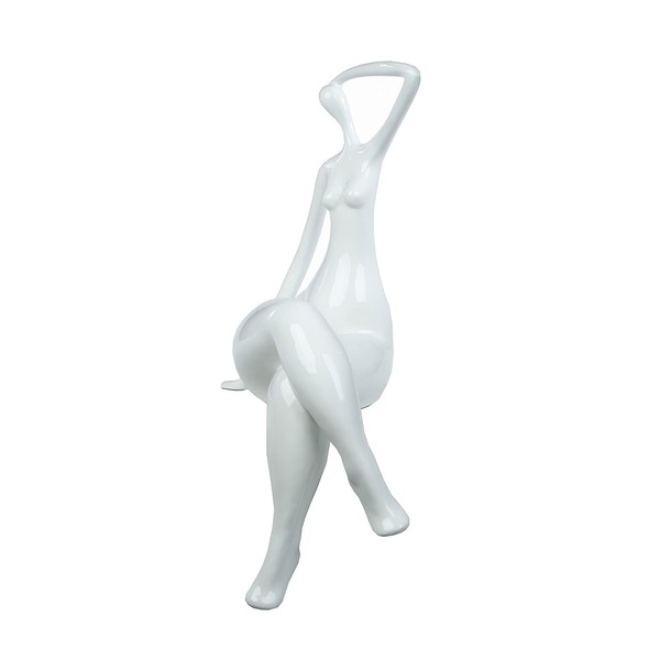 Finesse Decor Grand Isabella Naked Woman Modern Decor | Small Abstract Art Woman Sculpture Table Centerpiece, (White)