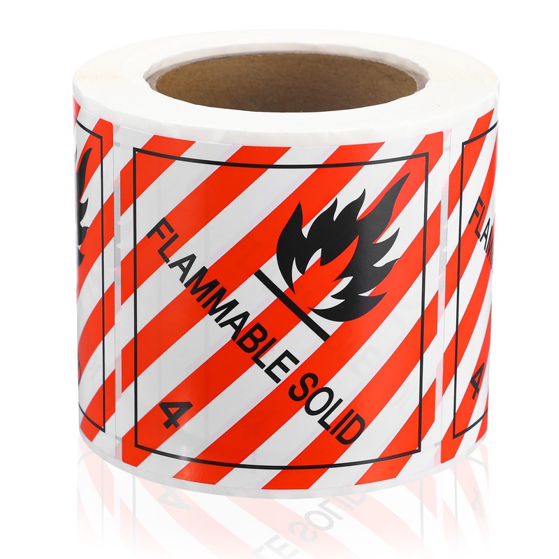 Affrolling 500 Pcs Hazard Class 4 Flammable Solid Labels -