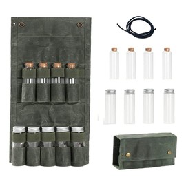 Wanjorlay Canvas Seasoning Storage Bag Organizer Seasoning Bottles Holder with Mini Condiment with 9 Spice Jars