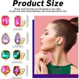 12 Pares Pendientes de Clip Mujer Pendientes Falsos de Piedra Natal de Colores Vibrantes Juego de Aretes de Clip Brillantes