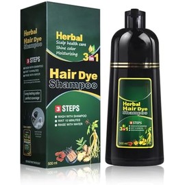 Ivnil Champú Tinte Para Cabello Negro Para Cabello Gris Augeo Instant Hair Color Shampoo 3 En 1 Para Mujeres Y Hombres, Ingredientes Herbolarios
