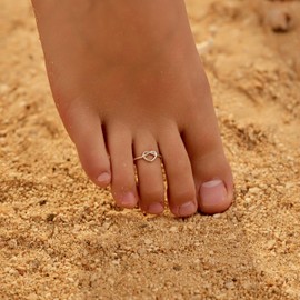 925 Sterling Silver Heart Toe Rings for Women Non Tarnish Cute Dainty Love Knot Foot Ring Mother Daughter Friendship Toe Ring Adjustable Open Band Hypoallergenic Summer Beach Foot Jewelry Accessories (Silver 2)