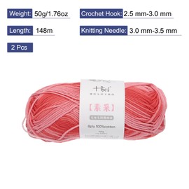 Rebower Cotton Yarn,100% Cotton Soft Knitting Yarn [for Hand DIY Bag Cushion Crocheting Knitting Project Home Decor] -2 Packages of 100g/3.52oz(Per Skein 50g/164yards)/Gradient Red
