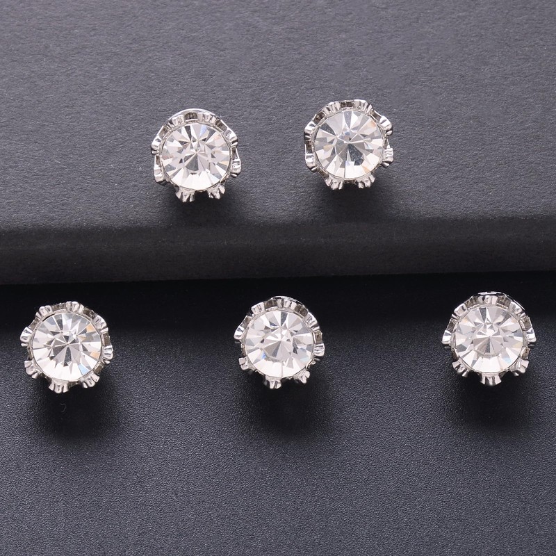Jerler 10 Pcs Sliver Rhinestone Buttons Crystal Embellishments Sew on