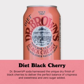 Dr. Brown's Diet Black Cherry Soda - A New York Original - 24 Cans - Kosher, Gourmet Soda Pop - Diet Black Cherry Craft Soda - 24 x 12 oz Cans