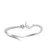 Cute Thin Crescent Moon Star Space Sterling Silver Ring Size
